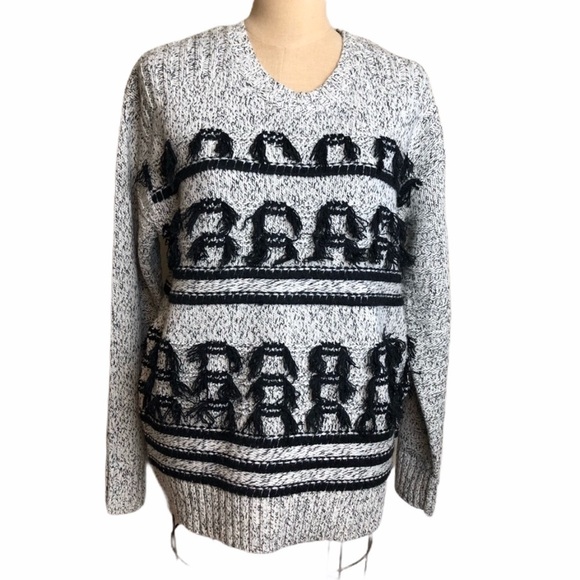 NWT Current Elliott jacquard fringe sweater SZ M - Picture 2 of 9